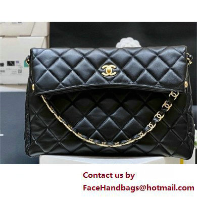 Chanel Lambskin & Gold-Tone Metal large Hobo Bag AS4777 Black 2025(original quality)